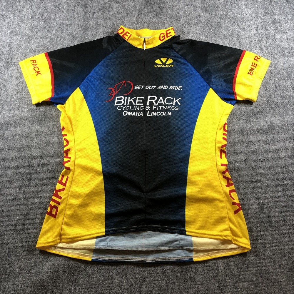 Voler Bike Rack Cycling Jersey Shirt Womens 2XL Yellow Blue Omaha‎ Lincoln USA